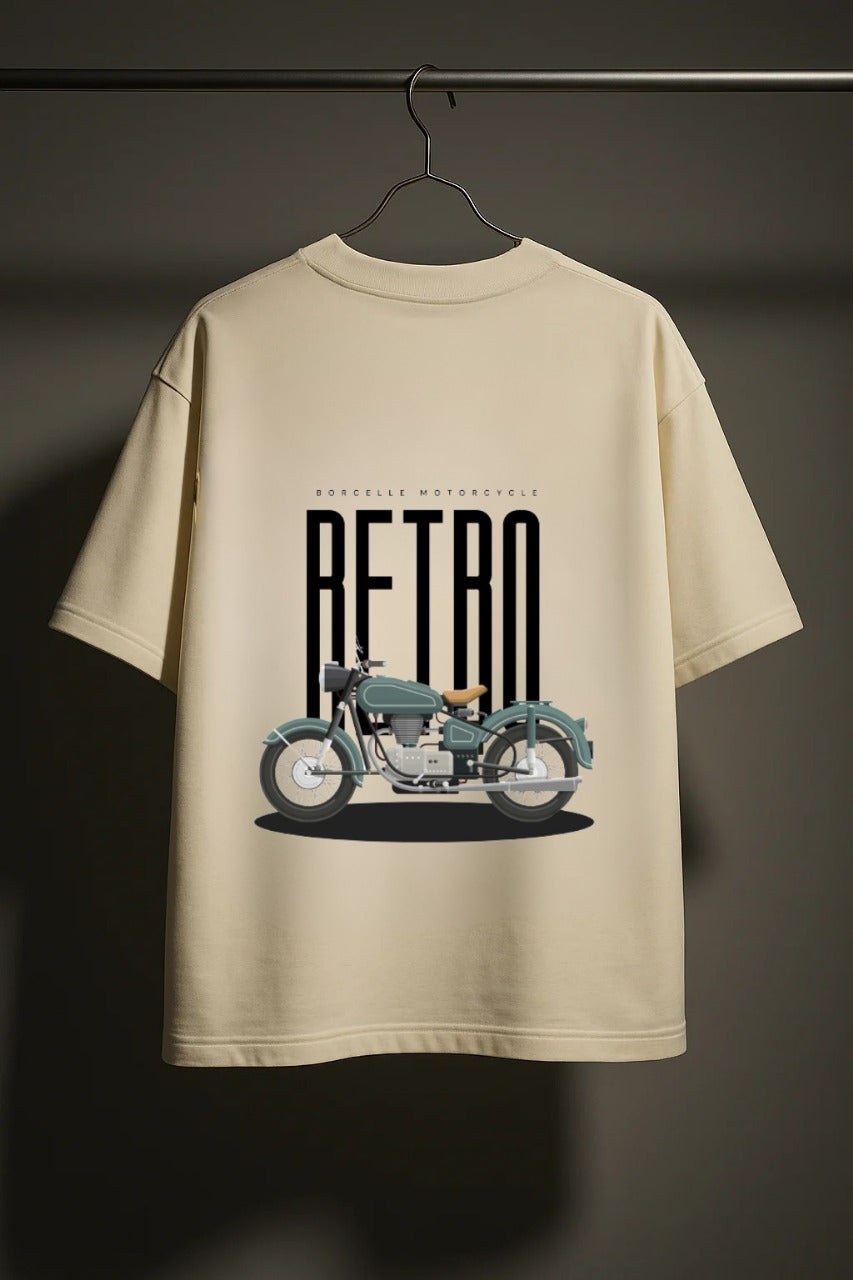 “RETRO” Oversized Tee – Borcelle Motorcycle Club(Beige)