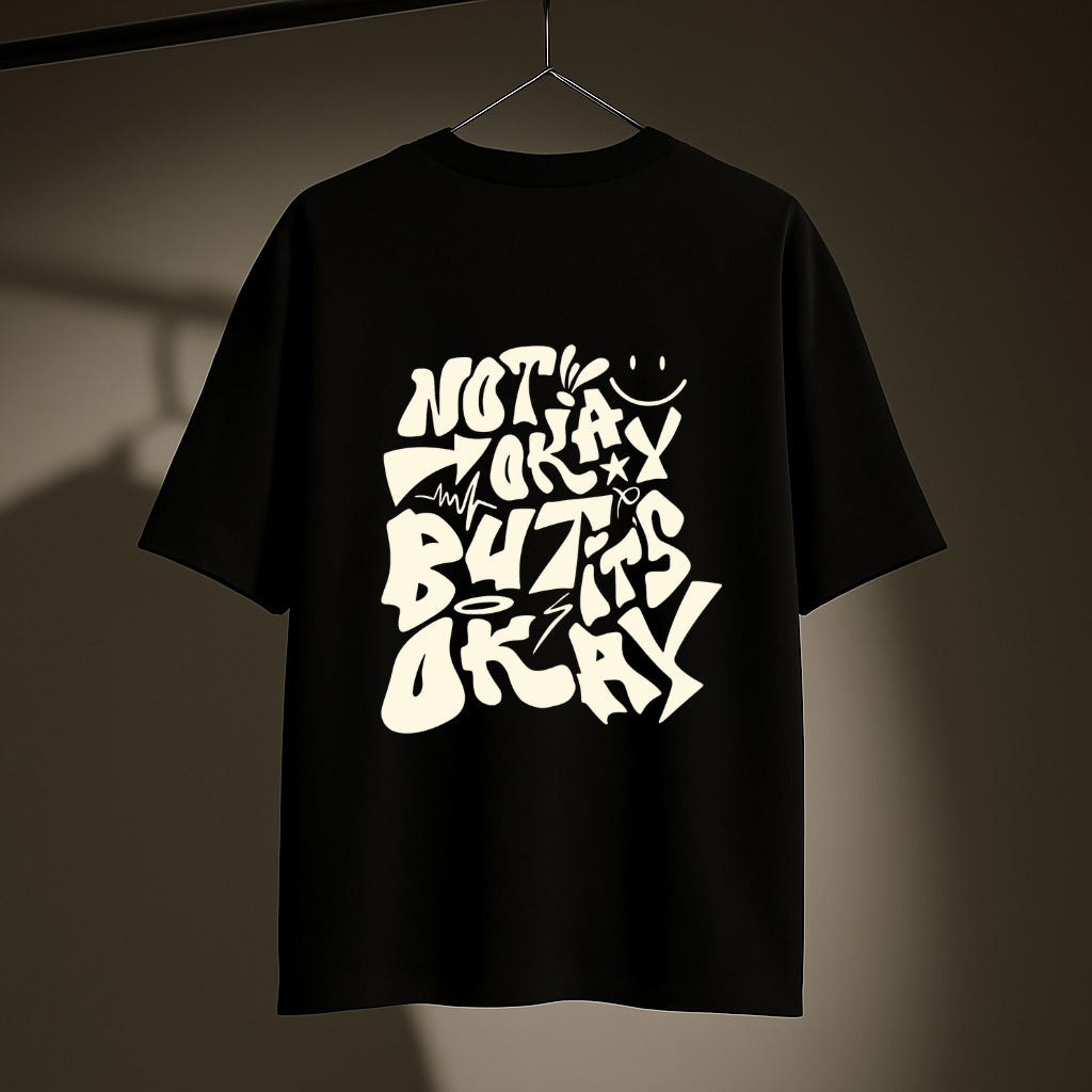 “NOT OKAY” Oversized Tee – Minimal Street Statement(Black)