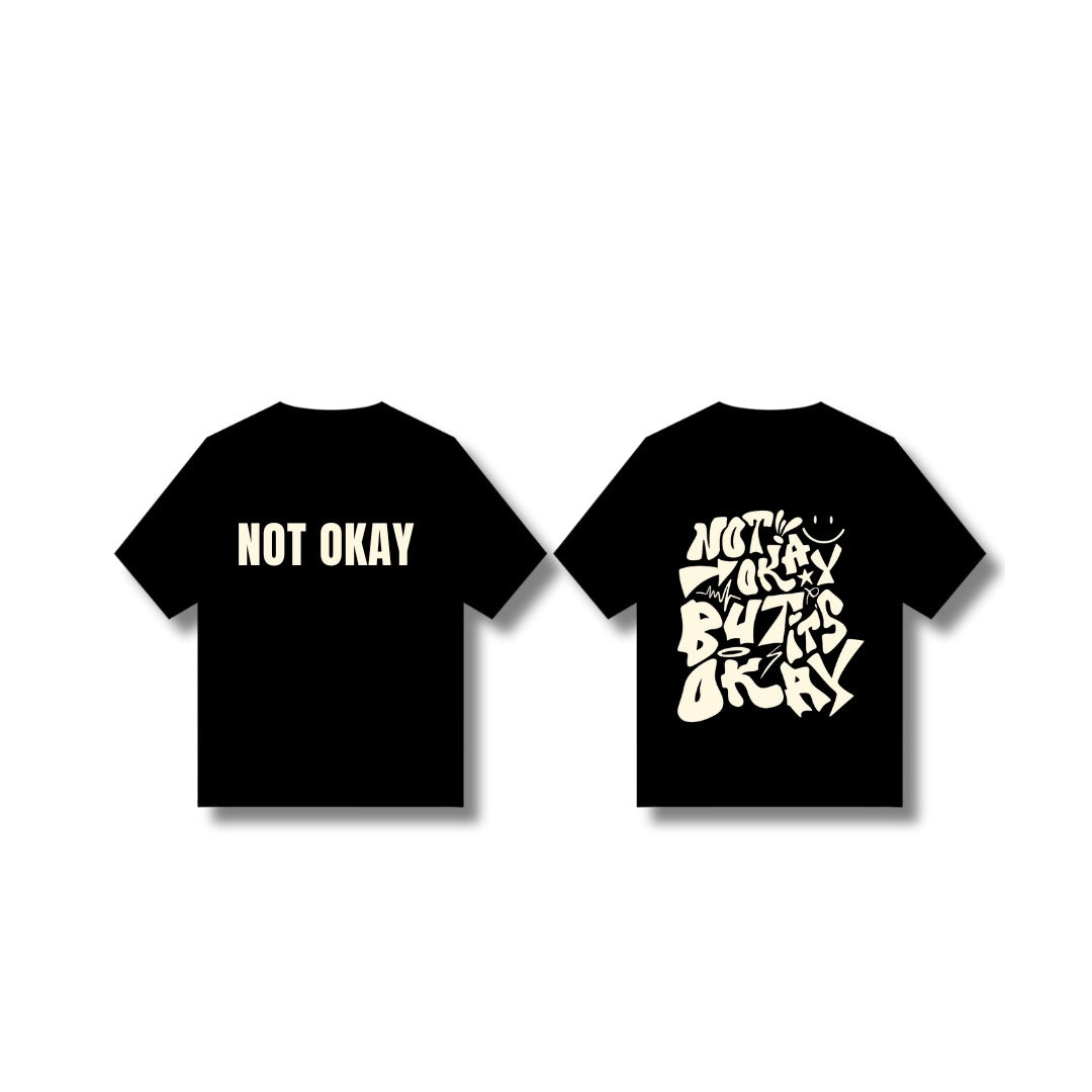 “NOT OKAY” Oversized Tee – Minimal Street Statement(Black)