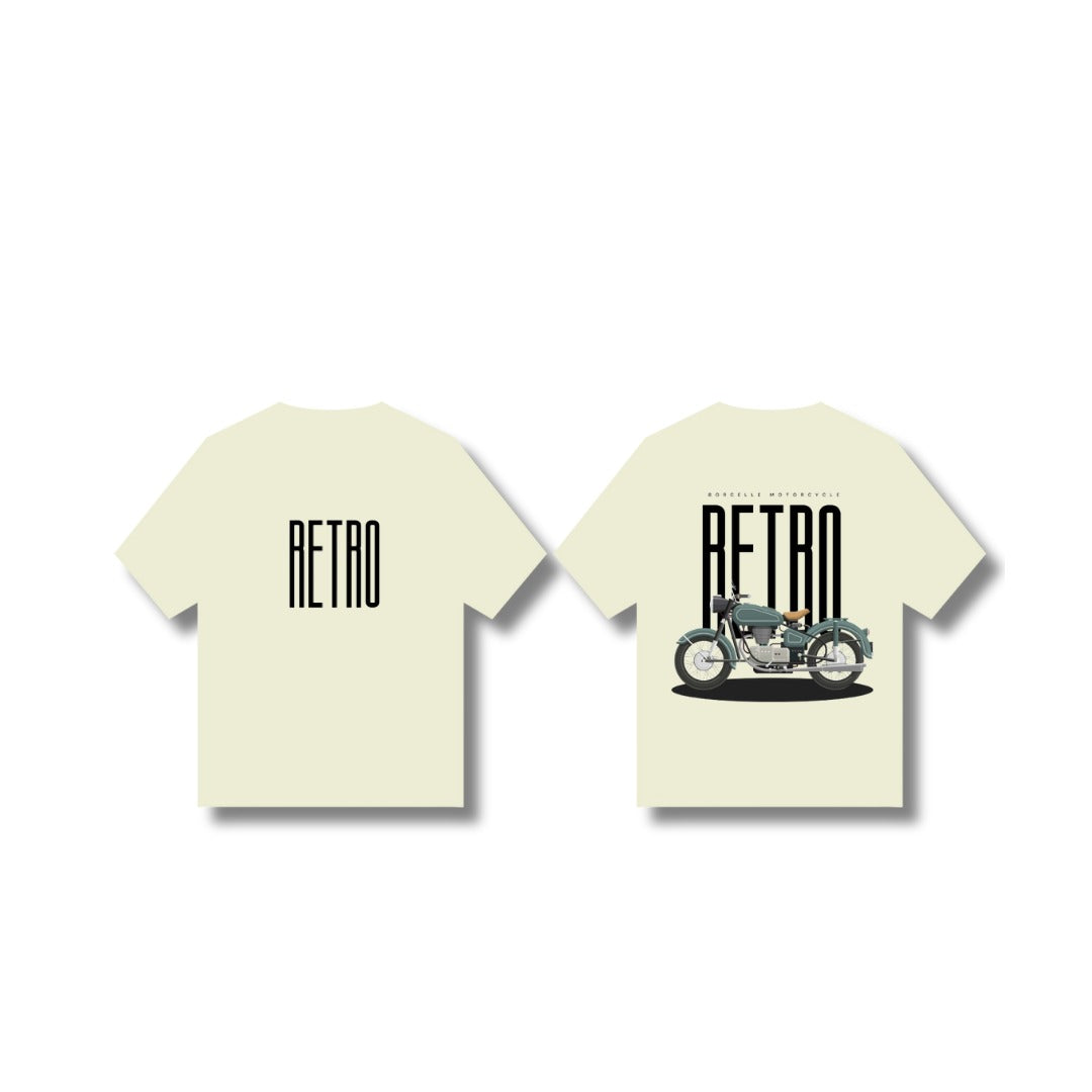 “RETRO” Oversized Tee – Borcelle Motorcycle Club(Beige)