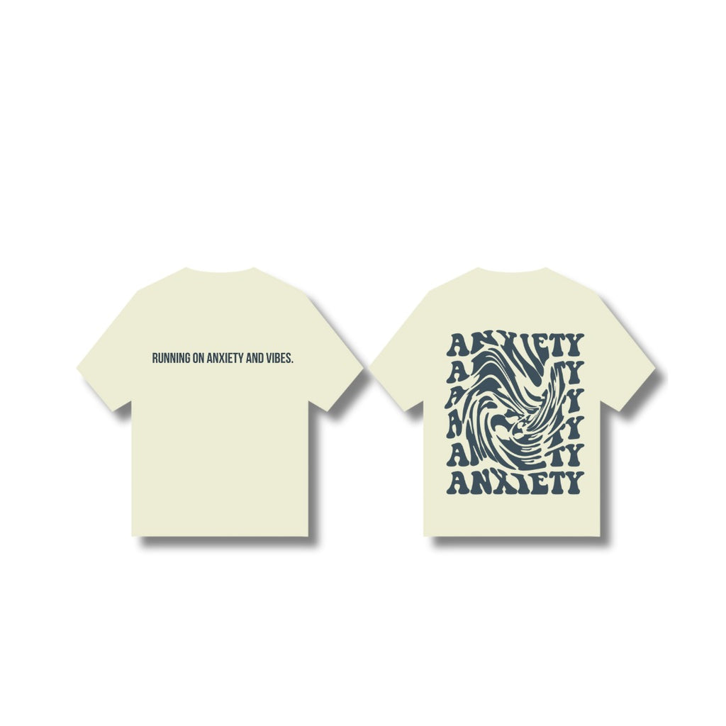 “Breathe.” Oversized Tee – Anxiety & Vibes Edition(Beige)