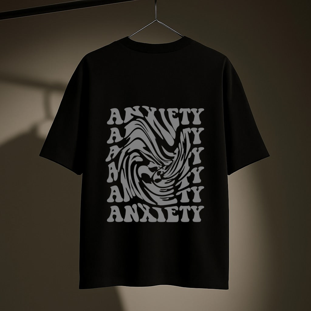 “Breathe.” Oversized Tee – Anxiety & Vibes Edition(Black)