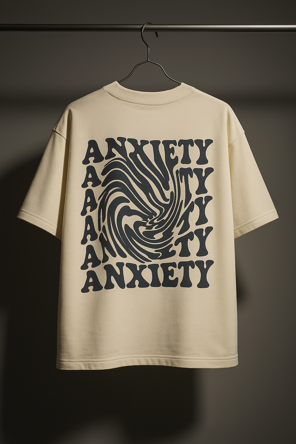 “Breathe.” Oversized Tee – Anxiety & Vibes Edition(Beige)